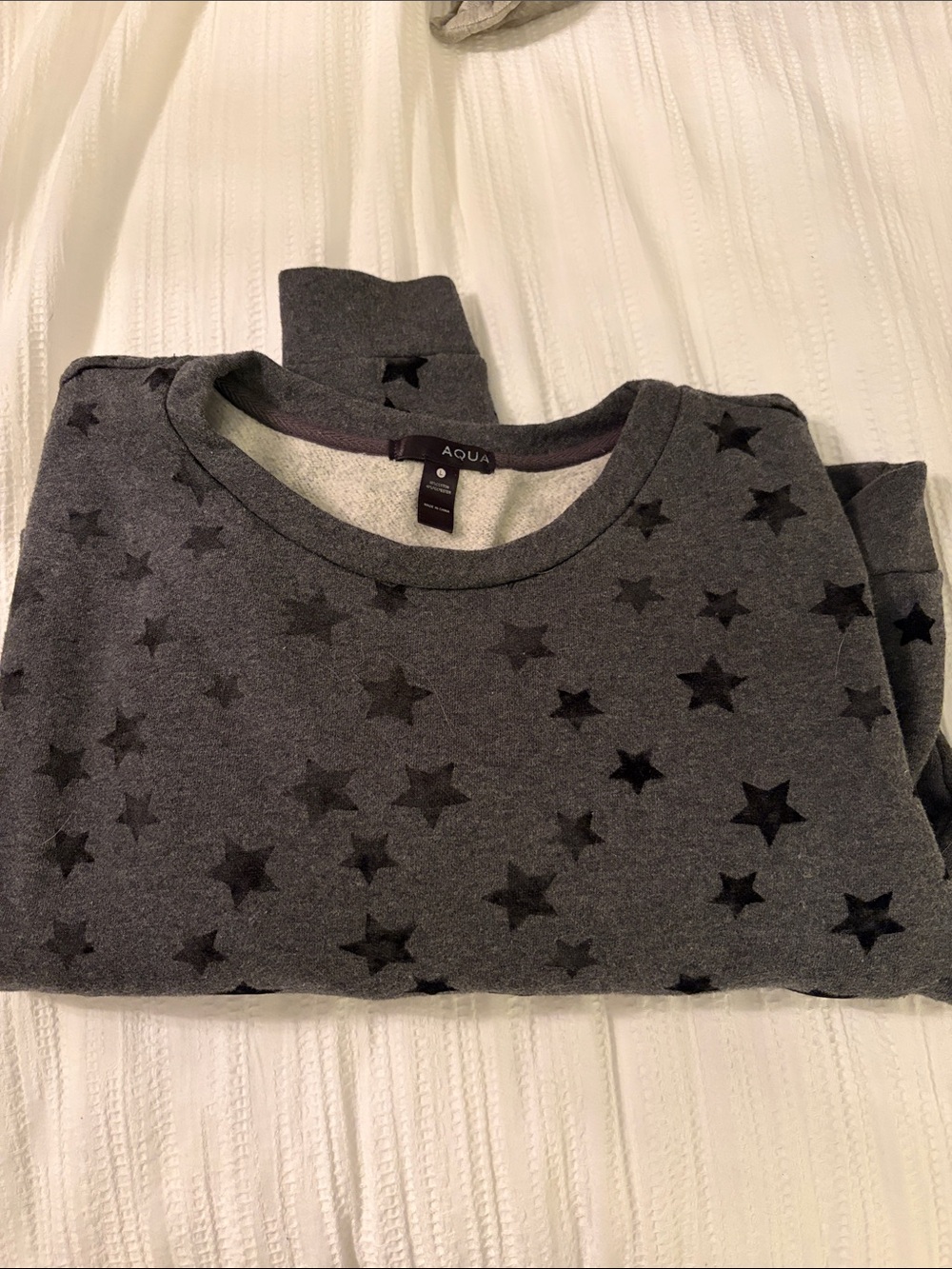 Aqua Charcoal Gray Star-Print Crewneck Sweatshirt